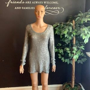 Belldini Sweater: Gray Sequin: Size Small